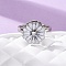 Brass Micro Pave Cubic Zirconia Rotating Finger Rings, with Enamel, Flower, Spinner Rings for Calming Worry Meditation, Platinum, 15x14mm, US Size 8 1/2(18.5mm)