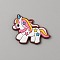 PVC Plastic Cabochons, Unicorn, Colorful, 29x36x3mm