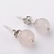 Gemstone Round Bead Ball Stud Earrings, with Glass Rhinestone and Platinum Plated Brass Post Earrings Components, Rose Quartz, 8mm, Pin: 0.6mm