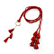 Bohemian Imitation Leather Tassel with Alloy Ring Waist Chain Belts for Women, Light Gold, FireBrick, 1200mm