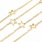 Handmade Brass Link Chains, Cable Chains, Soldered, with Spool, Star, Real 18K Gold Plated, Star: 8x8x1mm, Link: 2x2.5x0.4mm, about 16.4 Feet(5m)/roll