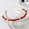 Wire Wrapped Natural Red Agate Chip Hair Bands, with Metal Hoop, for Women Girls, 140x120x25mm