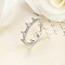Crown Brass Micro Pave Clear Cubic Zirconia Finger Rings for Women, Platinum, US Size 8(18.1mm)