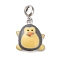 Rhodium Plated 925 Sterling Silver Enamel European Dangle Charms, Large Hole Penguin Charms, Platinum, Lemon Chiffon, 24mm, Hole: 4.5mm
