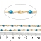 Ion Plating(IP) 304 Stainless Steel Link Chains, with Spool, with Enamel, Soldered, Golden, Sky Blue, 4~10x2x0.4~2mm, about 32.8 Feet(10m)/roll