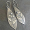 Alloy Dangle Earrings, Leaf with Flower, Silver, 45mm