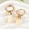 304 Stainless Steel Plastic Imitation Shell Hoop Earrings, Ion Plating(IP), Horn, Golden, 26.5x8mm