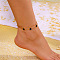 Alloy and Acrylic 5-Petal Flower Link Chain Double Layer Anklets for Women, Golden, Black, 7-1/2 inch(190mm), 2pcs/set