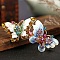 Alloy Rhinestone Enamel Hair Barrettes, Butterfly, Pony Hook, Ponytail Decoration Accessories, Colorful, 87x44x24mm