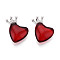 Brass Micro Pave Clear Cubic Zirconia Pendants, Glass Pendants, Crown & Heart, Platinum, FireBrick, 21.5x16x7.5mm, Hole: 5x3.5mm