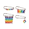 Iron Brooches, Transparent Glass Pendant Kilt Pins, Colorful, 25~42x40x5mm, 4pcs/set