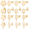 80Pcs 4 Style 201 Stainless Steel Stud Earring Findings, with Horizontal Loops & 304 Stainless Steel Pins & Ear Nuts, Flower, Real 24K Gold Plated, 10~14x9~12mm, Hole: 1.2~1.8mm, Pin: 0.8mm, 20Pcs/style