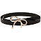 Alloy Bowknot PU Leather Chain Belts for Women, Golden, Black, 990x13x3mm