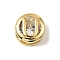 Brass Micro Pave Cubic Zirconia European Beads, Flat Round with Letter, Real 18K Gold Plated, Letter U, 10x6.5mm, Hole: 5x3mm