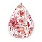 Printed Transparent Acrylic Pendants, Teardrop with Flower, 49.5x32.5x1.5mm, Hole: 1.6mm