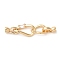 Brass Fold Over Clasps, with Glass, Long-lasting Plated, Real 18K Gold Plated, 47mm, Hole: 2mm
