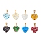 Handmade Millefiori Glass Pendants, Heart Charm, with Brass, Light Gold, Mixed Color, 20x16x4mm, Hole: 5x2mm