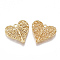 Brass Filigree Pendants, Heart, Nickel Free, Real 18K Gold Plated, 17.5x18.5x2mm, Hole: 1.5mm