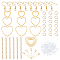 Heart Drop Earring DIY Making Kit, Include 304 Stainless Steel Linking Rings & Pin & End Chain & Jump Rings & Earring Hooks & Plastic Ear Nuts, Golden & Light Gold, Heart: 18pcs/box