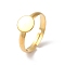 304 Stainless Steel Pad Ring Settings, Flat Round, Real 18K Gold Plated, US Size 7 1/4(17.5mm), Tray: 8mm