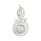 Brass Micro Pave Clear Cubic Zirconia European Dangle Charms Bails, Peg Bails, for Half Drilled Beads, Leaf Charm, Platinum, 24.5x12x4.5mm, Hole: 3.5x1.6mm, Pin: 3mmx1mm