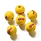 Valentine's Day Element Printed Wood Beads, Round, Gold, 16mm, Hole: 4mm