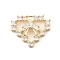 Brass Micro Pave Clear Cubic Zirconia Pendants, Bowknot with Heart, Real 14K Gold Plated, 14.5x17.5x4mm, Hole: 3x2mm