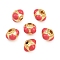 Brass Beads, with Enamel, Rondelle, Golden, Cerise, 7x7x5mm, Hole: 1.6mm