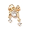 Brass Micro Pave Clear Cubic Zirconia Pendants, Bowknot Charms, Real 18K Gold Plated, 22.5x13.5x5mm, Jump Ring: 6x1mm, Inner Diameter: 4mm

