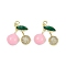 Brass Micro Pave Cubic Zirconia Pendants, Cherry, with Enamel, Lead Free & Cadmium Free, Long-Lasting Plated, Rack Plating, with Jump Ring, Pearl Pink, 21.5x23.5x5.5mm