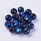 Handmade Silver Foil Lampwork Beads, Round, Blue, 9.5~10mm, Hole: 1.5~2mm