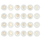 24Pcs 6 Styles Natural Shell Gold Enamel Beads, Flat Round, Floral White, Mixed Shapes, 8x3.5mm, Hole: 0.8mm, 4pcs/color