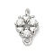 Brass Micro Pave Clear Cubic Zirconia Connector Charms, Long-Lasting Plated, Platinum, Flower, 11.5x7.5x3.5mm, Hole: 1.2mm