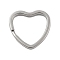 304 Stainless Steel Split Key Rings, Keychain Clasp Findings, Stainless Steel Color, Heart, 31x31.5x4.5mm, Inner Diameter: 23x23mm