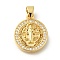 Rack Plating Brass with Cubic Zirconia Pendants, Long-Lasting Plated, Lead Free & Cadmium Free, Religion Pattern Charms, Real 18K Gold Plated, 18x15x3mm, Hole: 4x3.5mm