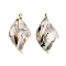 Inner Dried Flower Transparent Resin Pendants, with Brass Finding, Leaf Charms, Lilac, 27.5x15x7mm, Hole: 1.6mm