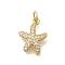 Brass Micro Pave Clear Cubic Zirconia Charms, Cadmium Free & Lead Free, Rack Plating, Long-Lasting Plated, Real 18K Gold Plated, Starfish, 15.5x11.5x2.5mm, Hole: 3.5mm