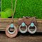 Bohemian Alloy & Wood Pendant Necklaces & Dangle Earrings Sets, Red Copper, Ring, 61x35mm