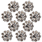10Pcs Alloy Rhinestone Shank Button for Garment Accessories, Flower, Silver, 11.5x8mm, Hole: 1.4mm