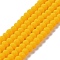 Glass Beads Strands, Faceted, Frosted, Rondelle, Gold, 2mm, Hole: 1mm, about 135~140pcs/strand, 32~34cm