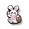 Easter Themed Silicone Focal Beads, DIY Necklaces Making, Rabbit, Pink, 29x21.5x9mm, Hole: 2.5mm