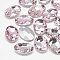 Pointed Back Glass Rhinestone Cabochons, Back Plated, Faceted, Oval, Light Rose, 25x18x6mm