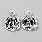 Tibetan Style Alloy Pendants, Rose Charms, Antique Silver, 16.5x13x4mm, Hole: 1.8mm