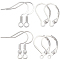 40Pcs 4 Style Brass & 304 Stainless Steel Earring Findings, Earring Hooks & Leverback Earring Findings, 925 Sterling Silver Plated, 16~20x10~20x1.5~3mm, Hole: 2mm, Pin: 0.7~0.8mm, 10Pcs/style