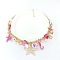 Alloy & Plastic Pearl & Natural Shell Pendant Necklaces, Golden, Sea Horse/Shell Shape/Starfish, Deep Pink, 17.72 inch(45cm)