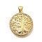 Rack Plating Brass Micro Pave Cubic Zirconia Pendants, Long-Lasting Plated, Lead Free & Cadmium Free, Tree of Life Charms, Real 18K Gold Plated, 24x22x3mm, Hole: 5x3mm