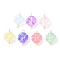 7Pcs 7 Colors Transparent Spray Painted Glass Connector Charms, Clover Links, with 304 Stainless Steel Double Loops, Mixed Color, Golden, 16x10.5x4.5mm, Hole: 1.4mm and 1.8mm, 1pc/color