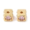 Brass Cubic Zirconia Beads, Square, Real 18K Gold Plated, Violet, 4.5x5.5x5.5mm, Hole: 1.2mm