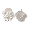 Rack Plating Flower Brass Enamel Stud Earrings, Cadmium Free & Lead Free, Long-Lasting Plated, Daisy, Platinum, 36.5x28.5mm