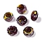 Two Tone Glass European Beads, Large Hole Beads, Faceted Rondelle, Rosy Brown, 14x8mm, Hole: 5.5~6mm